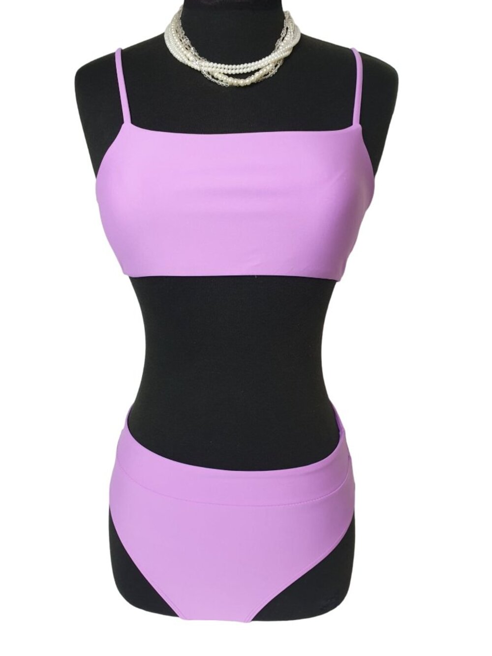 Womens M Swim Bikini Set Lavender High Waisted 2 pc Swimsuit Bathing Suit Beach